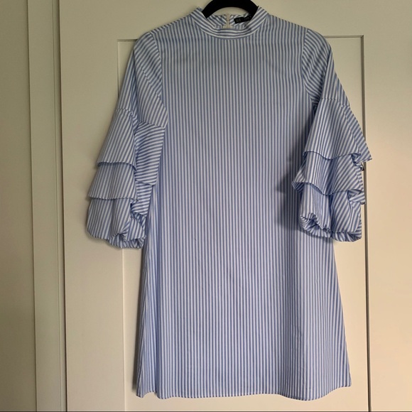 Zara | Striped Tunic Ruffled Sleeve Dress - Picture 6 of 14